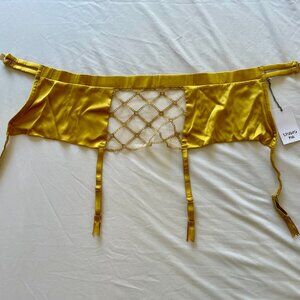 RARE NWT Studio Pia longline Thara marigold 4-strap garter belt size 3-4